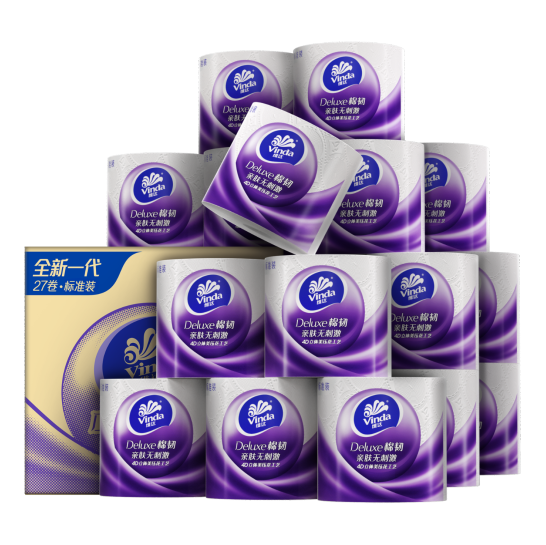 维达（Vinda）有芯卷纸【赵丽颖推荐】棉韧4层140节*27卷 加厚大分量纸巾 整箱